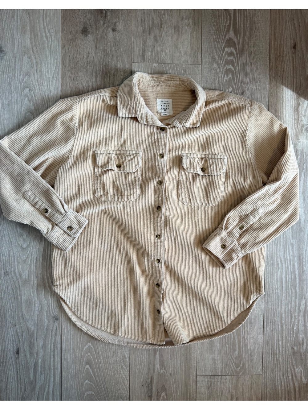 Billabong cream corduroy button-up shirt